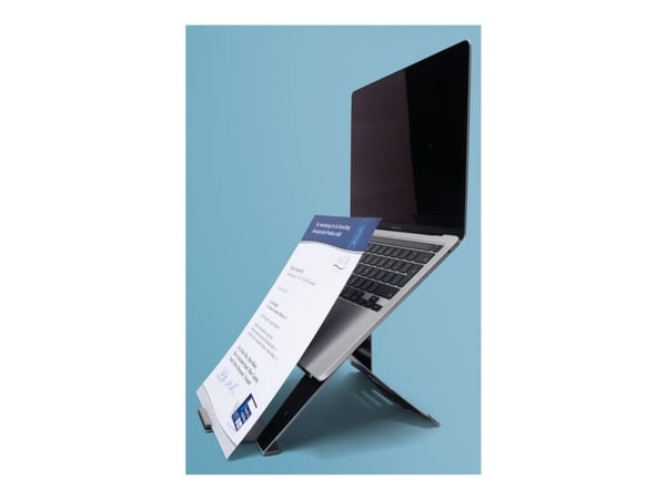 R-Go Document laptop stand Riser - Notebookstativ - ergonomic folding and adjustable, with document holder, AGR certified - 10" - 22" - svart