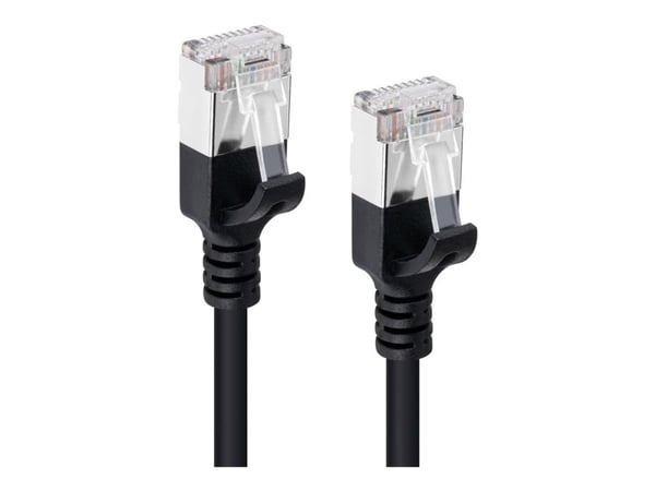 MicroConnect - Nettverkskabel - RJ-45 (hann) til RJ-45 (hann) - 1.5 m - U/FTP - CAT 6a - halogenfri, uten hindringer, slank - svart