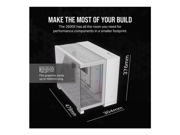 CORSAIR iCUE LINK 2500X RGB - Mid tower - micro ATX - sidepanel med vindu (herdet glass) - ingen strømforsyning (ATX) - hvit - USB/lyd