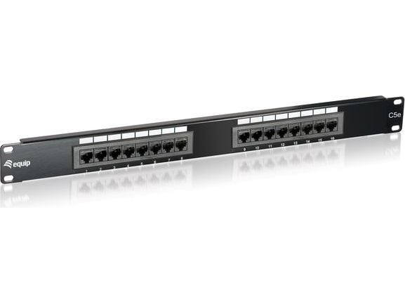 Equip 235316, RJ-45, Gull, Cat5e, Sort, Rackmontering, 1U