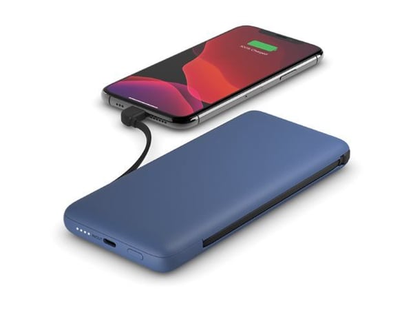 Belkin BoostCharge Plus - Powerbank - 10000 mAh - 23 Watt - Hurtiglading - 2 utgangskontakter (Lightning, 24-pinners USB-C) - midnattsblå