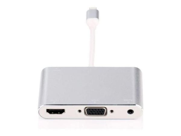 MicroConnect - Lightning-adapter - Lightning hann til HDMI, HD-15 (VGA), minijakk hunn - sølv