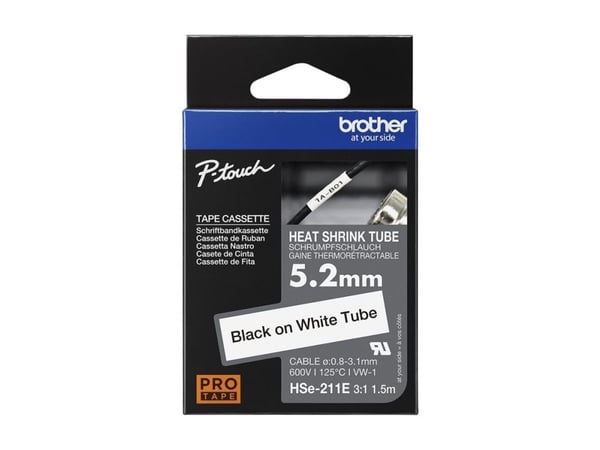 Brother HSE211E, Musta, Valkoinen, Brother, 5,2 mm, 1,5 m, 1 kpl