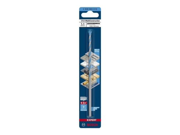 Bosch Expert CYL-9 MultiConstruction - Bor - for betong, plast, stål, bløtt tre, soft tile, multimaterial - 5.5 mm - cylindrical - lengde: 150 mm