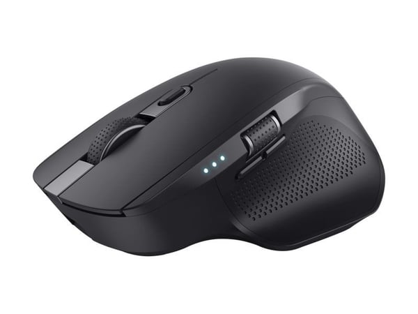 Trust Ozaa+ - Mus - multienhet - høyrehendt - optisk - 6 knapper - trådløs - 2.4 GHz, Bluetooth - USB trådløs mottaker - svart