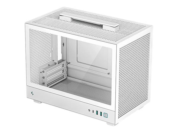 DeepCool CH160 WH - Mini-ITX - sidepanel med vindu (herdet glass) - ingen strømforsyning (ATX / PS/2 / SFX / SFX-L) - hvit - USB/lyd