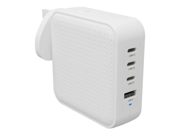 Targus HyperJuice - Strømadapter - GaN - 100 Wh - QC 3.0, Power Delivery 3.0 + PPS - 4 utgangskontakter (USB, 3 x USB-C) - hvit