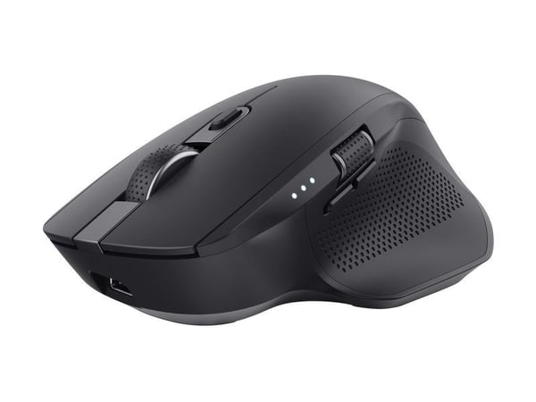 Trust Ozaa+ - Mus - multienhet - høyrehendt - optisk - 6 knapper - trådløs - 2.4 GHz, Bluetooth - USB trådløs mottaker - svart