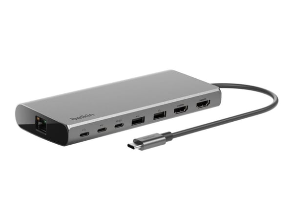 Belkin CONNECT 8-in-1 Dual Display Core Hub - Dokkingstasjon - USB-C - 2 x HDMI - 1GbE