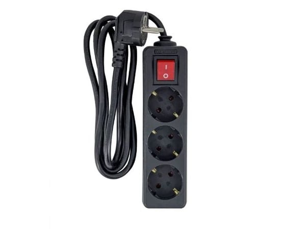 Microconnect MC-GRU0033BS, 3 m, Sisätila, Tyyppi F, Tyyppi F, Kulmikas, musta