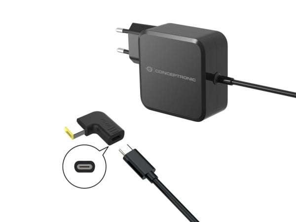 Conceptronic - Strømadapter - 24 pin USB-C (hunn) til Lenovo vanlig rektangelplugg (hann) vinklet - DC 18 - 20 V - 5 A - støtte for Power Delivery ...