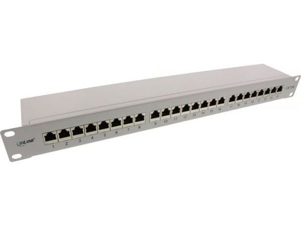 InLine 76824I, Cat6a, Telinekiinnitys, 1U, Harmaa, 482,6 mm, 1,62 kg