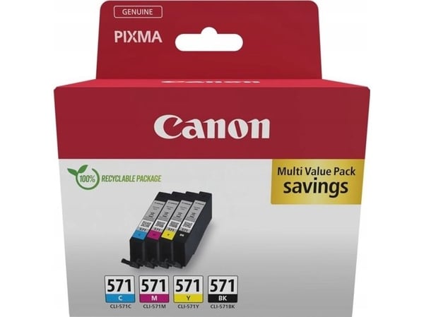 Canon CLI-571 C/M/Y/BK Multipack - 4-pack - 7 ml - svart, gul, cyan, magenta - original - bläcktank - för PIXMA TS5051, TS5053, TS5055, TS6050, TS6...