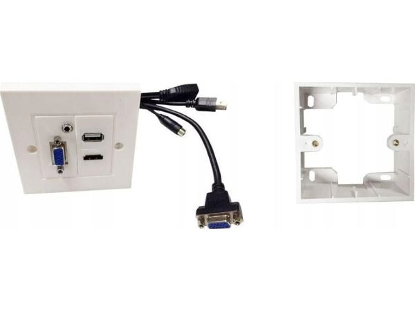 Vivolink WI221293, HDMI + VGA + USB A + 3.5mm, USB 2.0, Valkoinen, 20 g, 250 mm, 125 mm