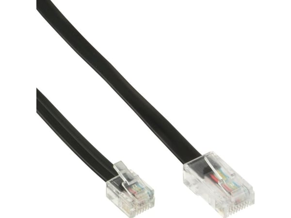 InLine 18648, 10 m, RJ45, RJ12, Sort, Hankjønn, Hankjønn