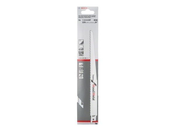Bosch heavy for Wood and Metal S 1111 DF - Sagblad - for tre, metall, tre med spiker, kartong, epoksy - lengde: 225 mm - bredde: 19 mm (en pakke 5)