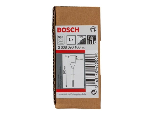 Bosch - Meisel - for flis, floor tile - flat - 5 deler - SDS-max - lengde: 300 mm - bredde: 50 mm