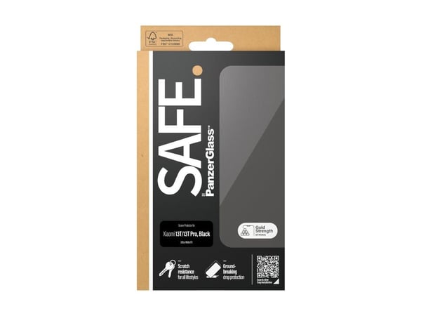 SAFE. by PanzerGlass - Skjermbeskyttelse for mobiltelefon - ultrabred passform - glass - rammefarge svart - for Xiaomi 13T, 13T Pro