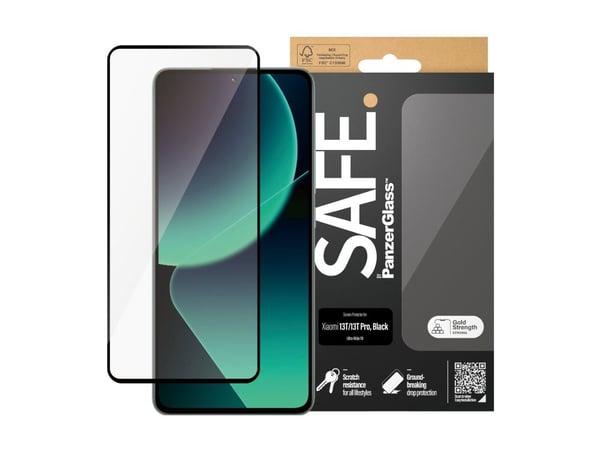 SAFE. by PanzerGlass - Skjermbeskyttelse for mobiltelefon - ultrabred passform - glass - rammefarge svart - for Xiaomi 13T, 13T Pro