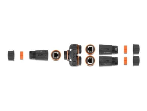 Delock - Nettverkkopler - RJ-45 (hunn) til RJ-45 (hunn) - STP - CAT 6 - utendørs, Y-formet, dust and waterproof (IP68) - svart