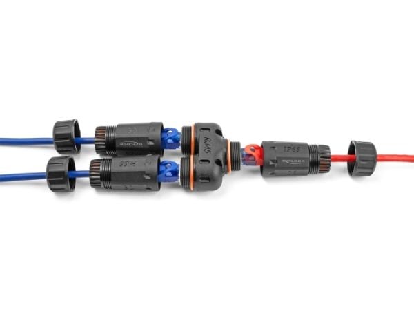 Delock - Nettverkkopler - RJ-45 (hunn) til RJ-45 (hunn) - STP - CAT 6 - utendørs, Y-formet, dust and waterproof (IP68) - svart