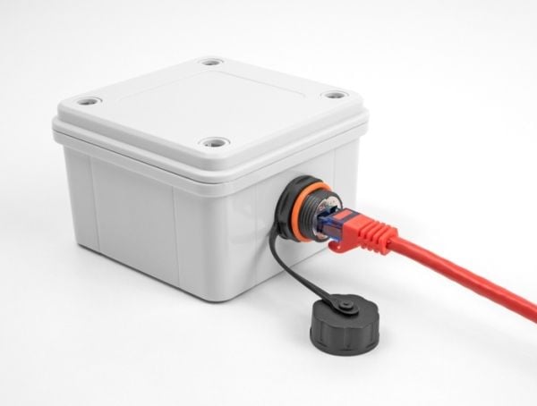 Delock - Nettverkkopler - RJ-45 (hunn) til RJ-45 (hunn) - STP - CAT 6a - stifttilordning: 1:1, M20 thread, built-in sealing cap - svart