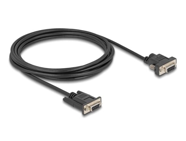 Delock - Seriell kabel - DB-9, 5,5 x 2,1 mm DC-jakk (hunn) til DB-9 (hunn) - 3 A - 3 m - tommelskruer, støtter RS-232 seriell grensesnitt - svart