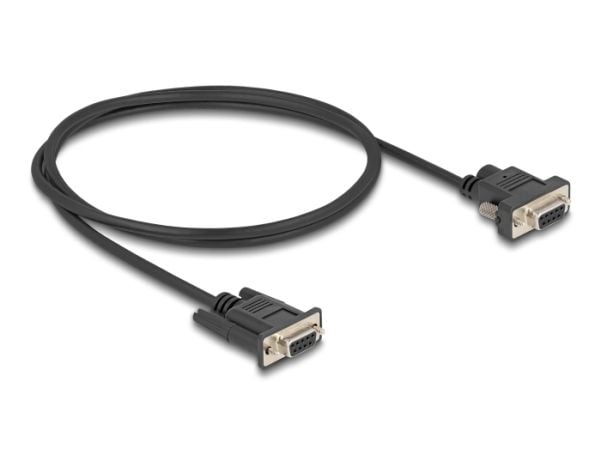 Delock - Seriell kabel - DB-9, 5,5 x 2,1 mm DC-jakk (hunn) til DB-9 (hunn) - 3 A - 1 m - tommelskruer, støtter RS-232 seriell grensesnitt - svart