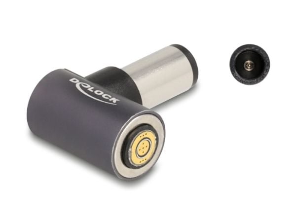 Delock - Strømkoblingsadapter - 4,5 mm x 3,0 mm DC-jakk (hann) til 8-stiftskontakt magnetisk - 20 V - 3 A - antrasitt