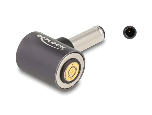 Delock - Strømkoblingsadapter - 4,5 mm x 3,0 mm DC-jakk (hann) til 8-stiftskontakt magnetisk - 20 V - 3 A - antrasitt