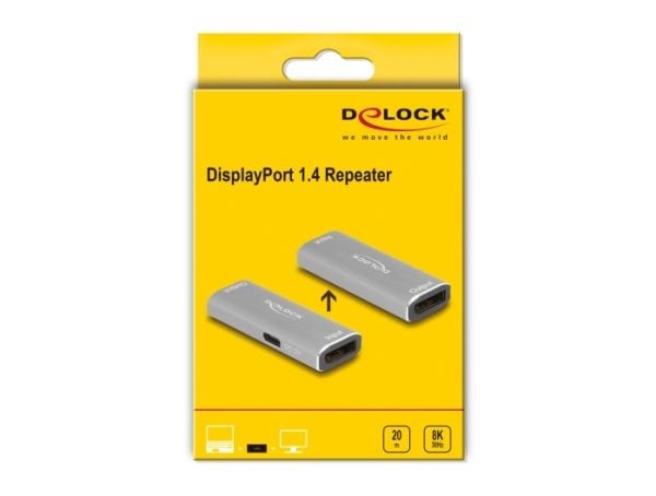 Delock - Forsterker - DisplayPort - 20-pins DisplayPort / 20-pins DisplayPort - opp til 20 m