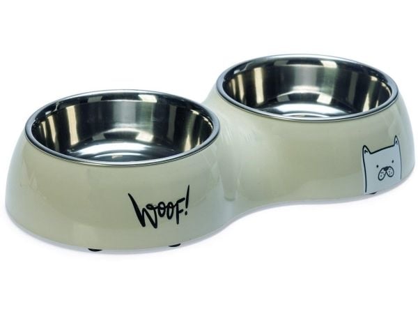 Sourcing DOUBL DOG hundeskål KARLIE ELIZE 2x480 ml grå