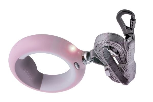 DoggyVillage kraftig bånd 3-i-1 med LED-lommelykt, farget lys og dispenser for poser - Luminous Leash MT7127 (rosa)