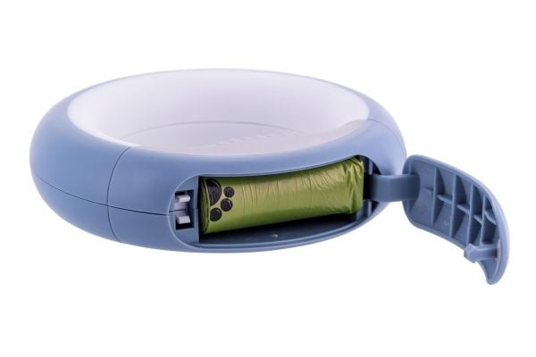 DoggyVillage kraftig kobbel 3-i-1 med LED-lommelykt, farget belysning i håndtaket og poseholder - LUMINOUS LEASH MT7129 (grå)