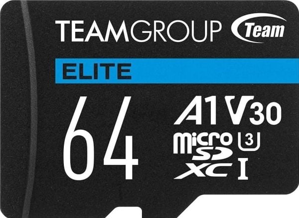 Team ELITE A1 - Flashminnekort (SD-adapter inkludert) - 64 GB - A1 / Video Class V30 / UHS-I U3 - microSDXC