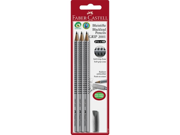 Faber-Castell GRIP 2001 - Blyant - grafitt - HB - svart (en pakke 3)
