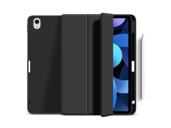 eSTUFF Miami - Vikbart fodral för surfplatta - termoplastisk polyuretan (TPU), polyuretanläder, polykarbonat - svart, klar - för Apple 11-inch iPad...