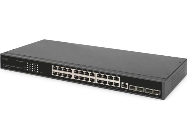 DIGITUS DN-80223 - Switch - L2+ - Styrt - 24 x 10/100/1000 (PoE+) + 4 x 10 Gigabit SFP+ (opplenke) - rackmonterbar