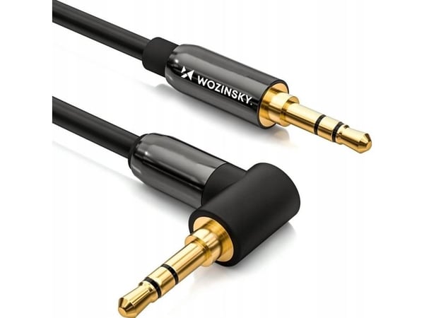 Wozinsky AUX-kabel vinklet (hann-hann) mini jack-kabel 2 m - svart