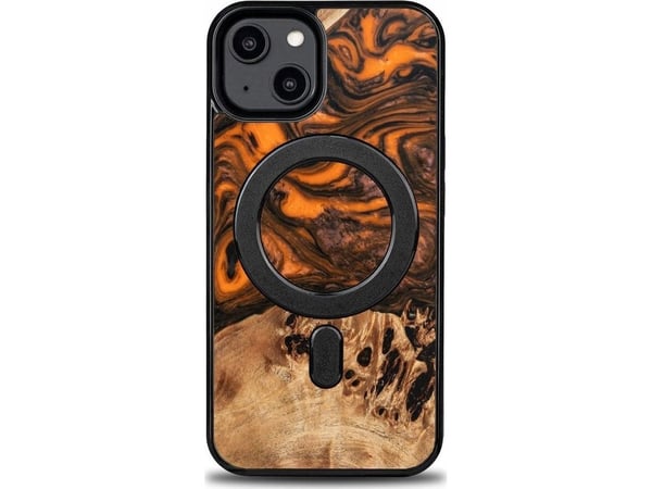 BeWood Etui z drewna i żywicy på iPhone 15 Plus MagSafe Bewood Unique Orange - pomarańczowo-sort