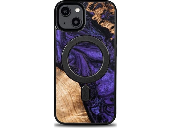 BeWood Tre- og harpiksdeksel til iPhone 15 Plus MagSafe Bewood Unique Violet - lilla-sort