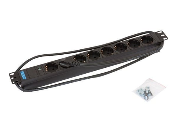 Triton RAB-PD-X06-A1 - Strømfordelingslist (kan monteres i rack) - AC 230 V - utgangskontakter: 8 - 1U - 19" - 2 m kabel - RAL 9005