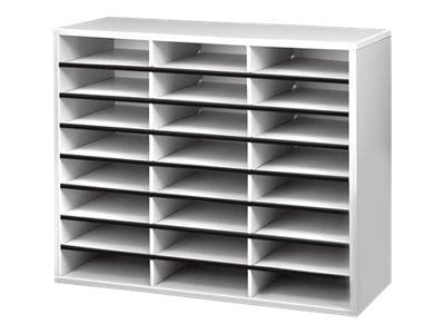 Fellowes post- og brosjyreholder, 24 rom horisontal grå, for oppbevaring og sortering av post og brosjyrer (25041)