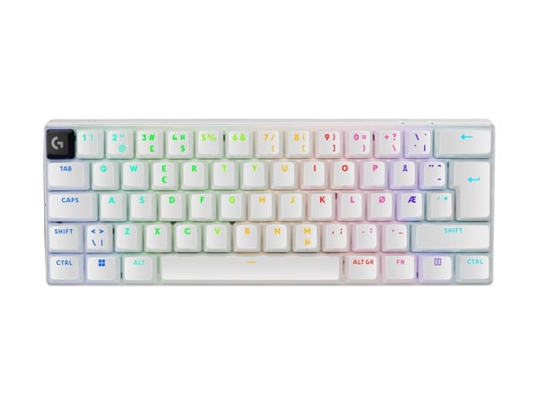Logitech G PRO X 60 - Tastatur - 60% - TKL - bakgrunnsbelyst - trådløs - 2.4 GHz, Bluetooth - QWERTY - Pan Nordic - hvit