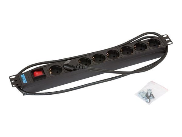 Triton RAB-PD-X04-A1 - Strømfordelingslist (kan monteres i rack) - AC 230 V - utgangskontakter: 8 - 1U - 19" - 2 m kabel - RAL 9005
