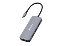 Verbatim CMH 08 - Hub - 1 x HDMI + 1 x USB-C (strømlevering) + 3 x USB-A 3.2 Gen 1 - stasjonær