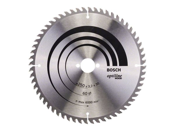 Bosch Optiline Wood - Sirkelformet sagblad - for tre - 250 mm - 60 tenner
