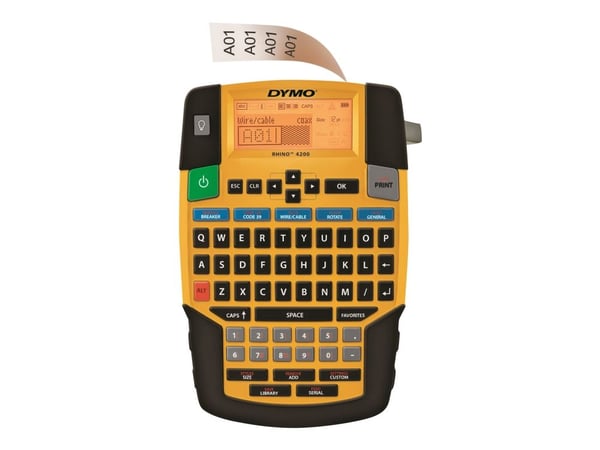 DYMO RHINO 4200, QWERTY, Litiumioni (Li-Ion), Musta, Keltainen