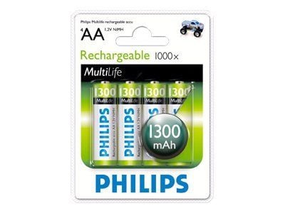 Philips Multilife R6B4A130 - Batteri 4 x AA-type - NiMH - (ladbare) - 1300 mAh