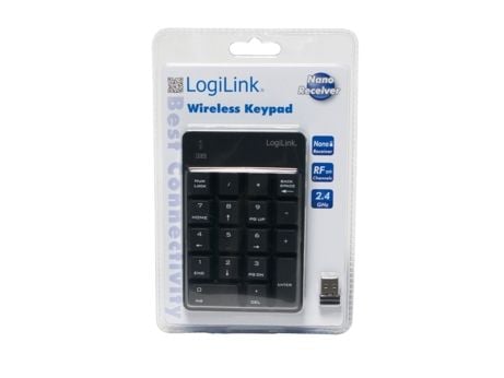 LogiLink ID0120, Langaton RF, 18, Kannettava tietokone, Musta
